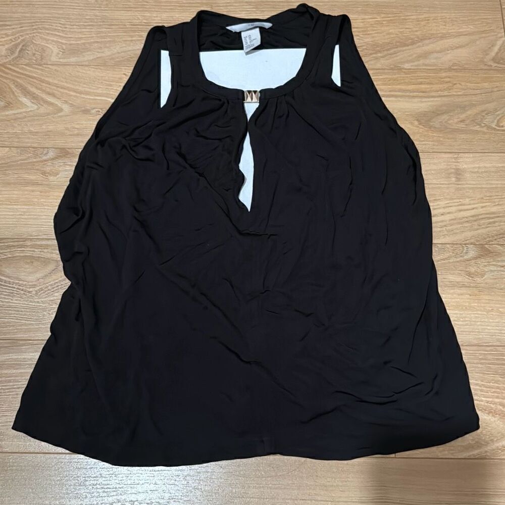 H&M black high‎ neck key hole blouse size xs
